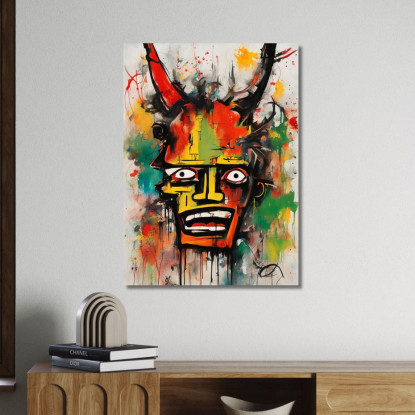 Totem Urbano Stile Jean-Michel Basquiat ibsq34 quadro stampato su tela