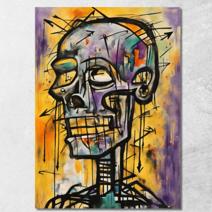 Teschio Errante Ispirato A Jean-Michel Basquiat ibsq36 quadro stampato su tela