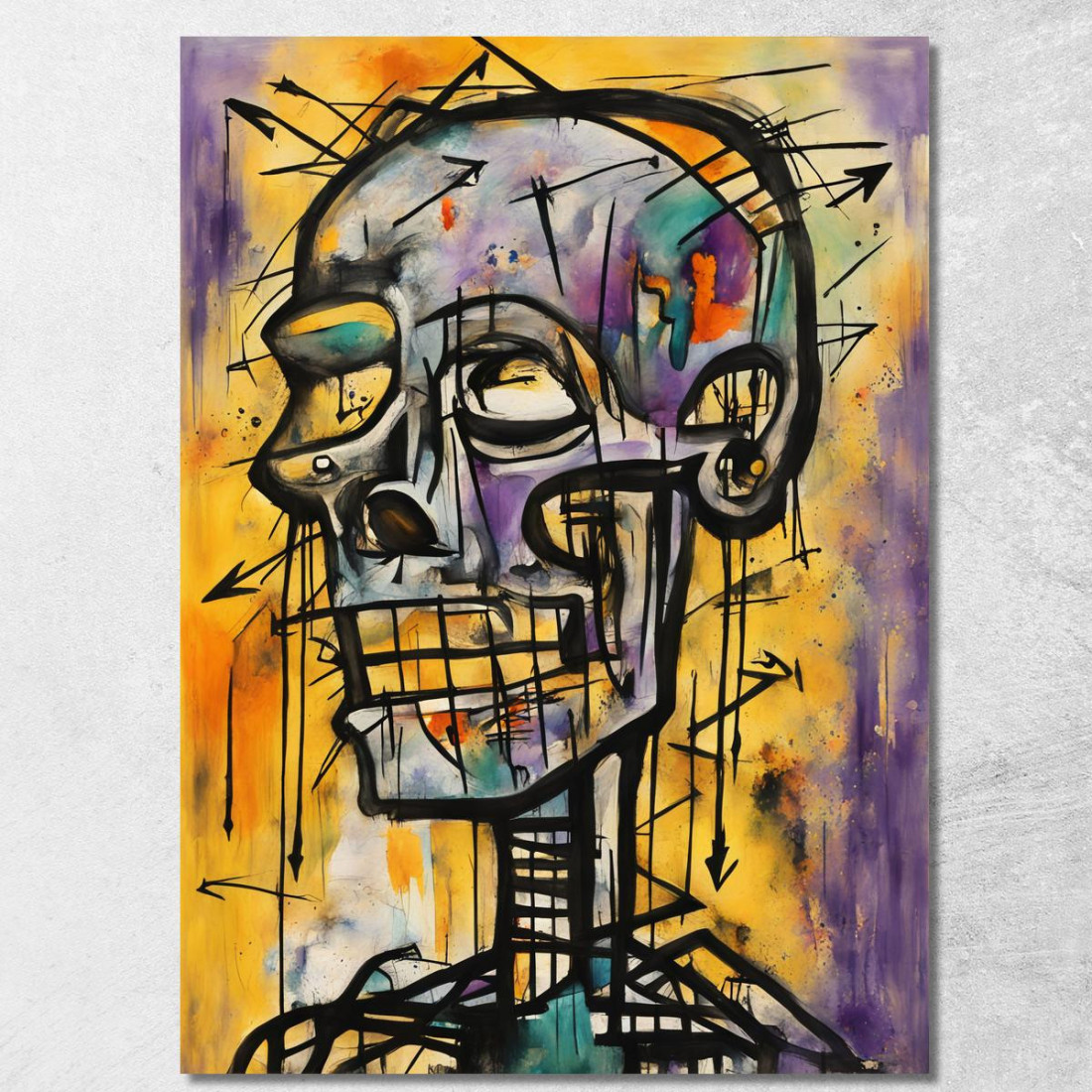 Teschio Errante Ispirato A Jean-Michel Basquiat ibsq36 quadro stampato su tela