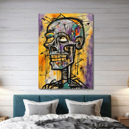 Teschio Errante Ispirato A Jean-Michel Basquiat ibsq36 quadro stampato su tela