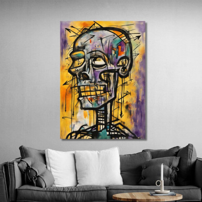 Teschio Errante Ispirato A Jean-Michel Basquiat ibsq36 quadro stampato su tela