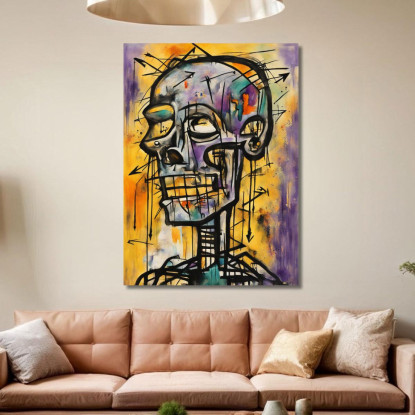 Teschio Errante Ispirato A Jean-Michel Basquiat ibsq36 quadro stampato su tela