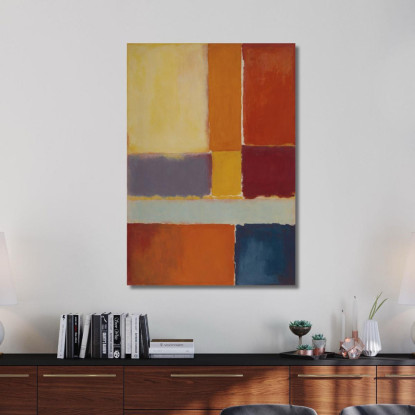 Giallo Dorato E Arancione Bruciato Con Cobalto Ispirato A Mark Rothko irhk12 quadro stampato su tela