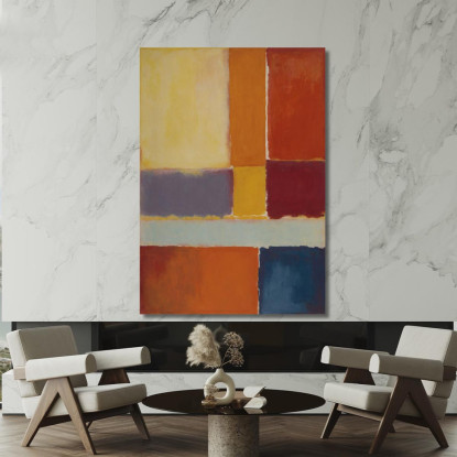 Giallo Dorato E Arancione Bruciato Con Cobalto Ispirato A Mark Rothko irhk12 quadro stampato su tela