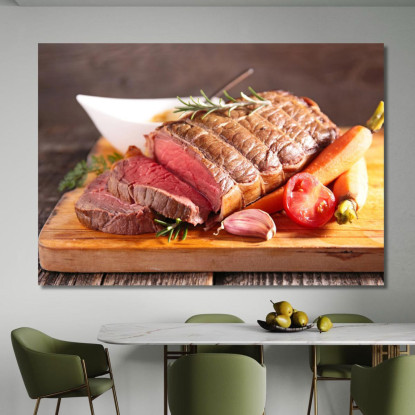 Quadro Moderno Arrosto Di Manzo Su Tagliere foo3 quadro stampato su tela
