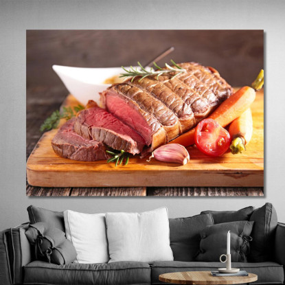 Quadro Moderno Arrosto Di Manzo Su Tagliere foo3 quadro stampato su tela