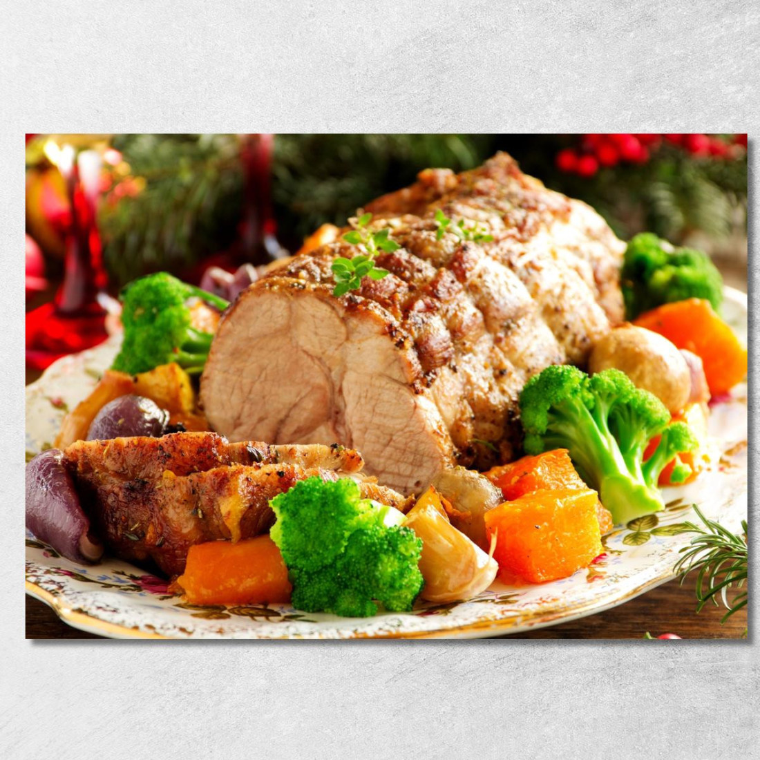 Quadro Moderno Arrosto Succulento Con Verdure Al Forno foo4 quadro stampato su tela