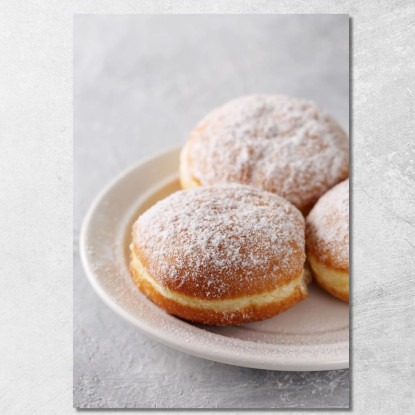 Quadro Moderno Bomboloni Zuccherati Su Piatto Bianco foo6 quadro stampato su tela