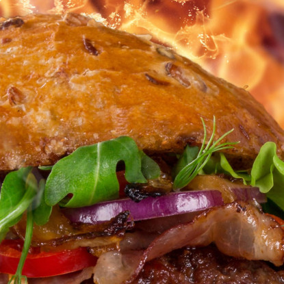 Quadro Moderno Burger Infernale Con Peperoncino E Fiamme foo11 quadro stampato su tela