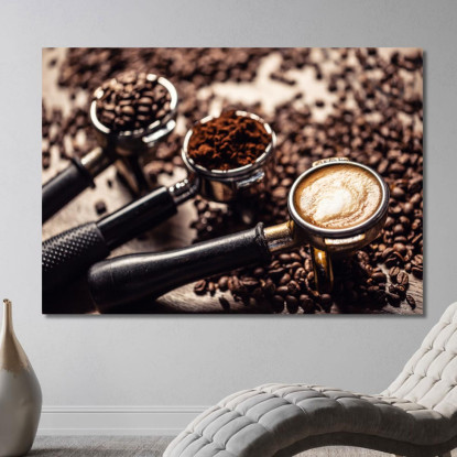 Quadro Moderno Caffè Espresso Dalla Macinatura Alla Tazza foo12 quadro stampato su tela