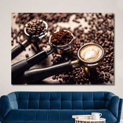 Quadro Moderno Caffè Espresso Dalla Macinatura Alla Tazza foo12 quadro stampato su tela