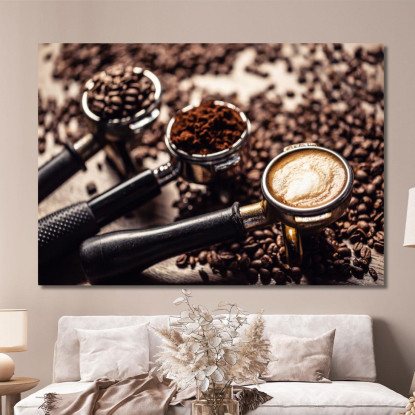 Quadro Moderno Caffè Espresso Dalla Macinatura Alla Tazza foo12 quadro stampato su tela