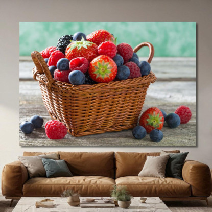 Quadro Moderno Cestino Di Frutti Di Bosco Freschi foo22 quadro stampato su tela