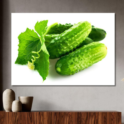 Quadro Moderno Cetrioli Freschi Con Foglia Verde foo23 quadro stampato su tela