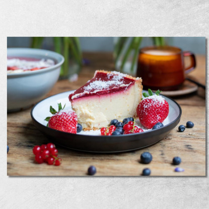 Quadro Moderno Cheesecake Ai Frutti Di Bosco Con Fragole E Mirtilli foo24 quadro stampato su tela