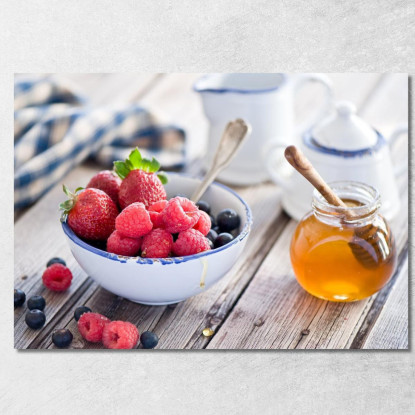 Quadro Moderno Ciotola Di Frutti Di Bosco Con Miele foo27 quadro stampato su tela