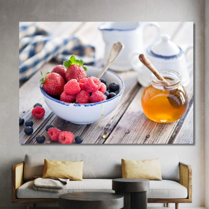 Quadro Moderno Ciotola Di Frutti Di Bosco Con Miele foo27 quadro stampato su tela