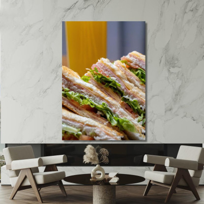 Quadro Moderno Club Sandwich Con Lattuga E Formaggio foo28 quadro stampato su tela
