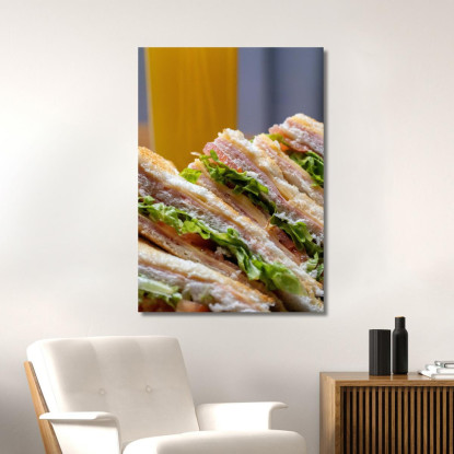 Quadro Moderno Club Sandwich Con Lattuga E Formaggio foo28 quadro stampato su tela