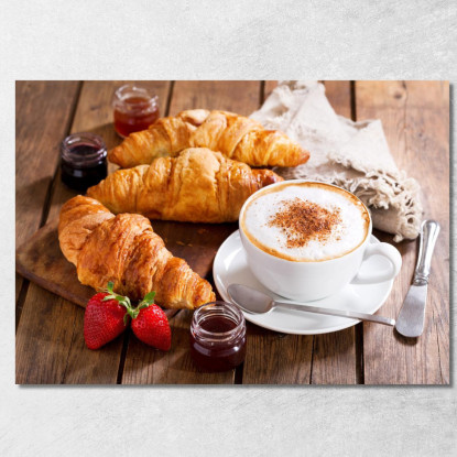 Quadro Moderno Colazione Con Croissant E Cappuccino foo31 quadro stampato su tela