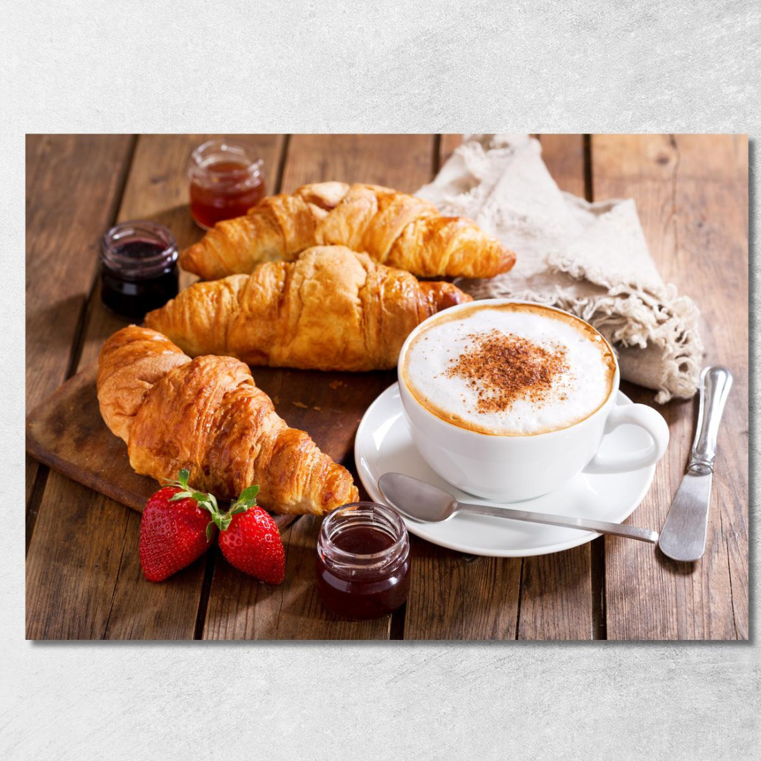 Quadro Moderno Colazione Con Croissant E Cappuccino foo31 quadro stampato su tela