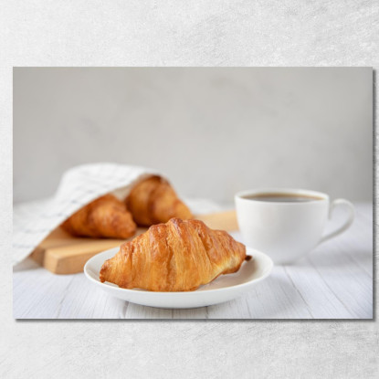 Quadro Moderno Colazione Francese Con Croissant E Caffè foo34 quadro stampato su tela