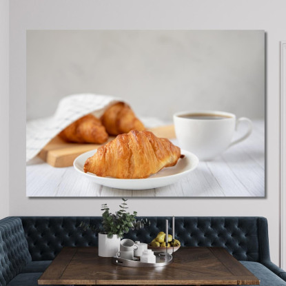 Quadro Moderno Colazione Francese Con Croissant E Caffè foo34 quadro stampato su tela