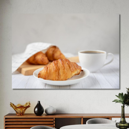 Quadro Moderno Colazione Francese Con Croissant E Caffè foo34 quadro stampato su tela