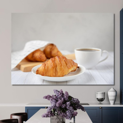 Quadro Moderno Colazione Francese Con Croissant E Caffè foo34 quadro stampato su tela