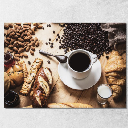 Quadro Moderno Colazione Perfetta Con Caffè E Croissant foo35 quadro stampato su tela