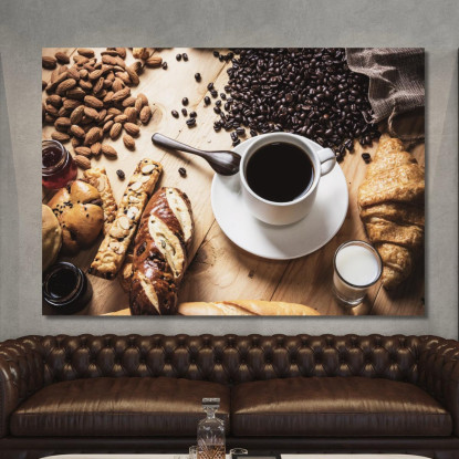 Quadro Moderno Colazione Perfetta Con Caffè E Croissant foo35 quadro stampato su tela