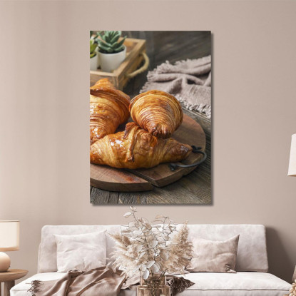 Quadro Moderno Croissant Caramellati Su Tagliere Di Legno foo40 quadro stampato su tela
