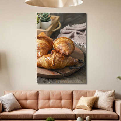 Quadro Moderno Croissant Caramellati Su Tagliere Di Legno foo40 quadro stampato su tela