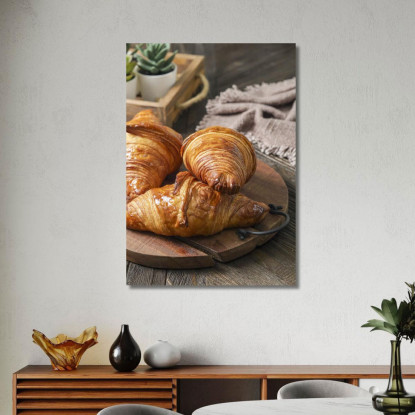 Quadro Moderno Croissant Caramellati Su Tagliere Di Legno foo40 quadro stampato su tela