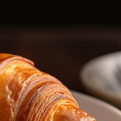 Quadro Moderno Croissant Dorato Con Caffè Su Piatto Bianco foo42 quadro stampato su tela