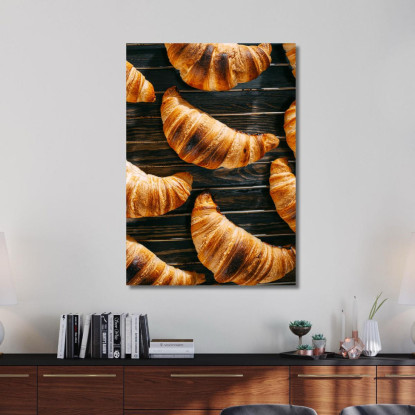 Quadro Moderno Croissants Dorati Su Griglia Di Raffreddamento foo47 quadro stampato su tela