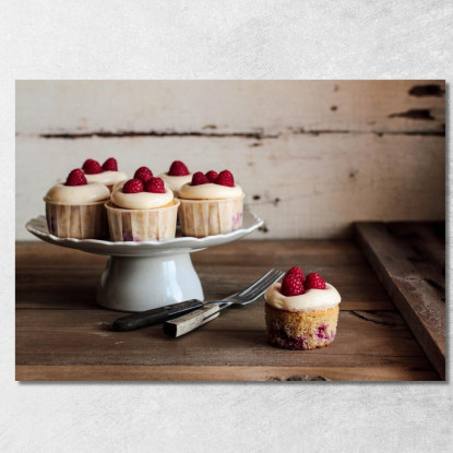 Quadro Moderno Cupcake Ai Lamponi Con Crema Alla Vaniglia foo48 quadro stampato su tela