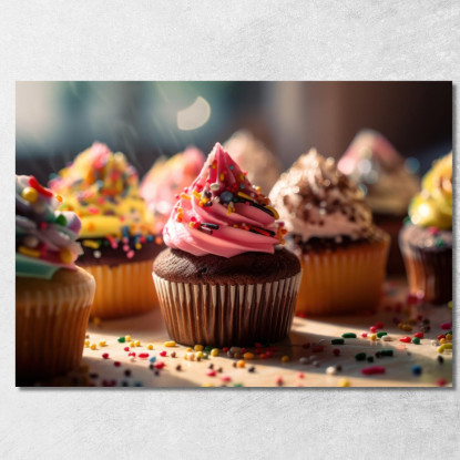 Quadro Moderno Cupcake Colorati Con Glassa E Decorazioni Zuccherate foo49 quadro stampato su tela