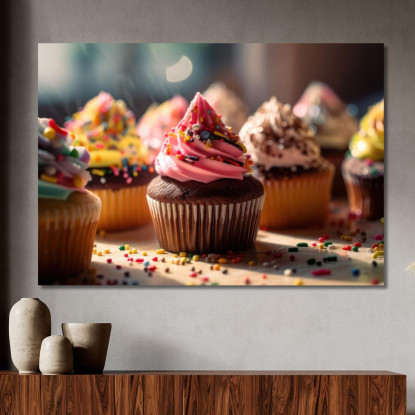 Quadro Moderno Cupcake Colorati Con Glassa E Decorazioni Zuccherate foo49 quadro stampato su tela