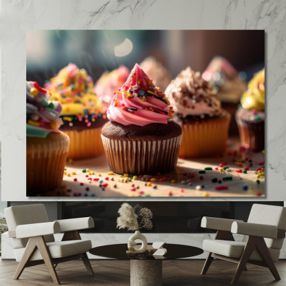 Quadro Moderno Cupcake Colorati Con Glassa E Decorazioni Zuccherate foo49 quadro stampato su tela
