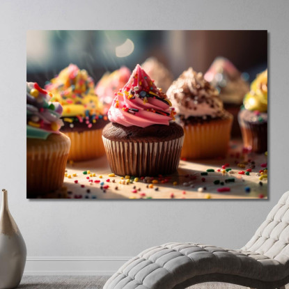 Quadro Moderno Cupcake Colorati Con Glassa E Decorazioni Zuccherate foo49 quadro stampato su tela