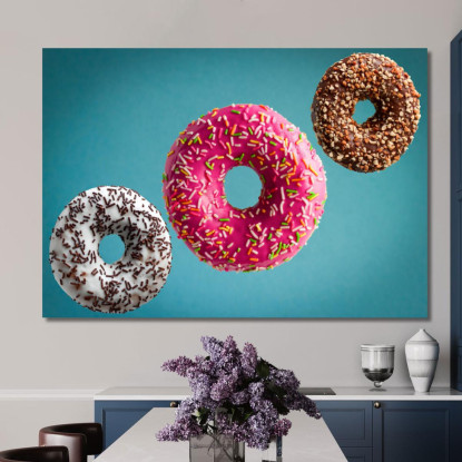 Quadro Moderno Donuts Colorate Con Glassa E Granella In Sospensione foo52 quadro stampato su tela