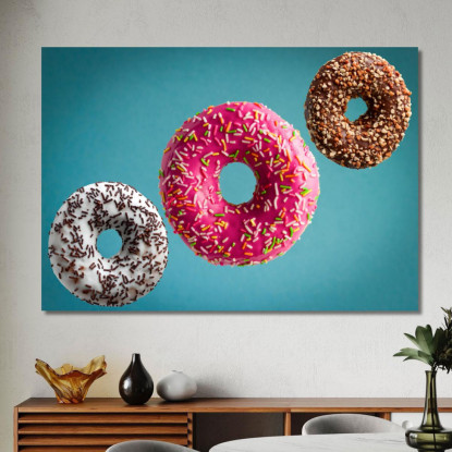 Quadro Moderno Donuts Colorate Con Glassa E Granella In Sospensione foo52 quadro stampato su tela