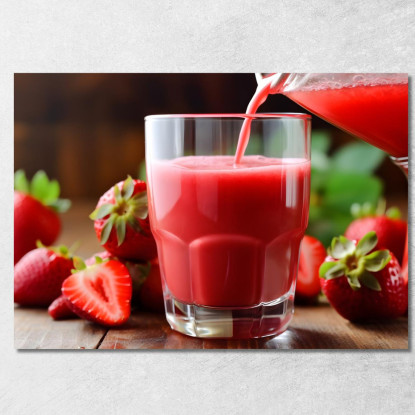Quadro Moderno Frullato Di Fragole Fresche Versato In Bicchiere foo54 quadro stampato su tela