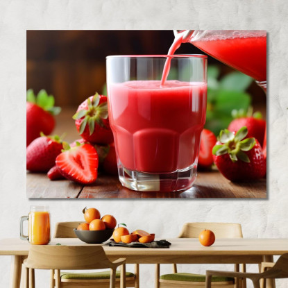 Quadro Moderno Frullato Di Fragole Fresche Versato In Bicchiere foo54 quadro stampato su tela