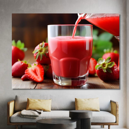 Quadro Moderno Frullato Di Fragole Fresche Versato In Bicchiere foo54 quadro stampato su tela