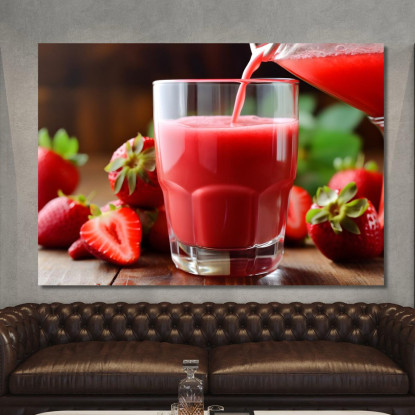 Quadro Moderno Frullato Di Fragole Fresche Versato In Bicchiere foo54 quadro stampato su tela
