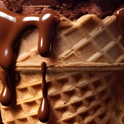 Quadro Moderno Gelato Al Cioccolato Con Topping Croccante E Caramello Su Sfondo Artistico foo56 quadro stampato su tela