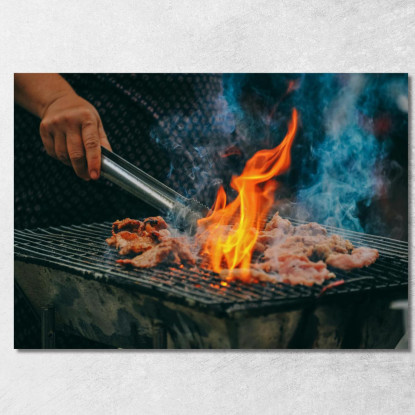 Quadro Moderno Grigliata Di Carne Con Fiamma Viva foo59 quadro stampato su tela