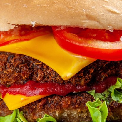 Quadro Moderno Hamburger Gourmet Con Doppio Formaggio E Verdure Fresche foo65 quadro stampato su tela